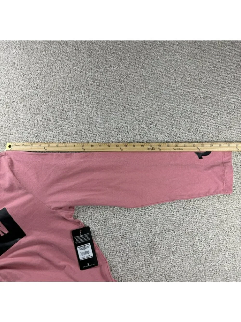 True Religion Embossed Long Sleeve T-Shirt Pink Black Men’s Size 87
